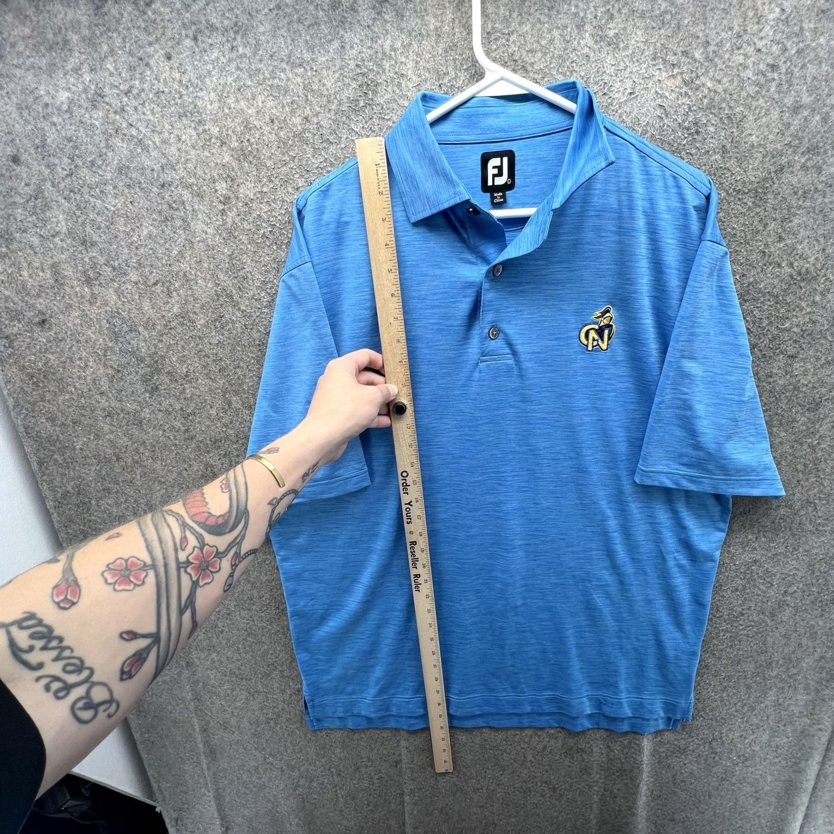 Footjoy FootJoy Polo Shirt Mens Large Blue Solid N Logo Golf Stretch Performance Shirts Polo Shirt Activewear Summer Men XL-? Size US L / EU 52-54 / 3 - 5 Thumbnail