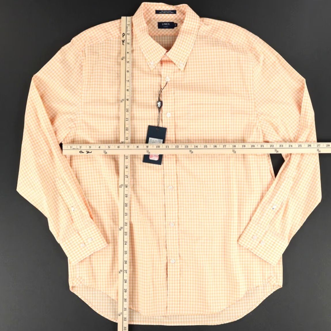 Vintage Lincs Shirt Orange XL Long Sleeve Button Down Cotton Check Men Size US XL / EU 56 / 4 - 3 Thumbnail