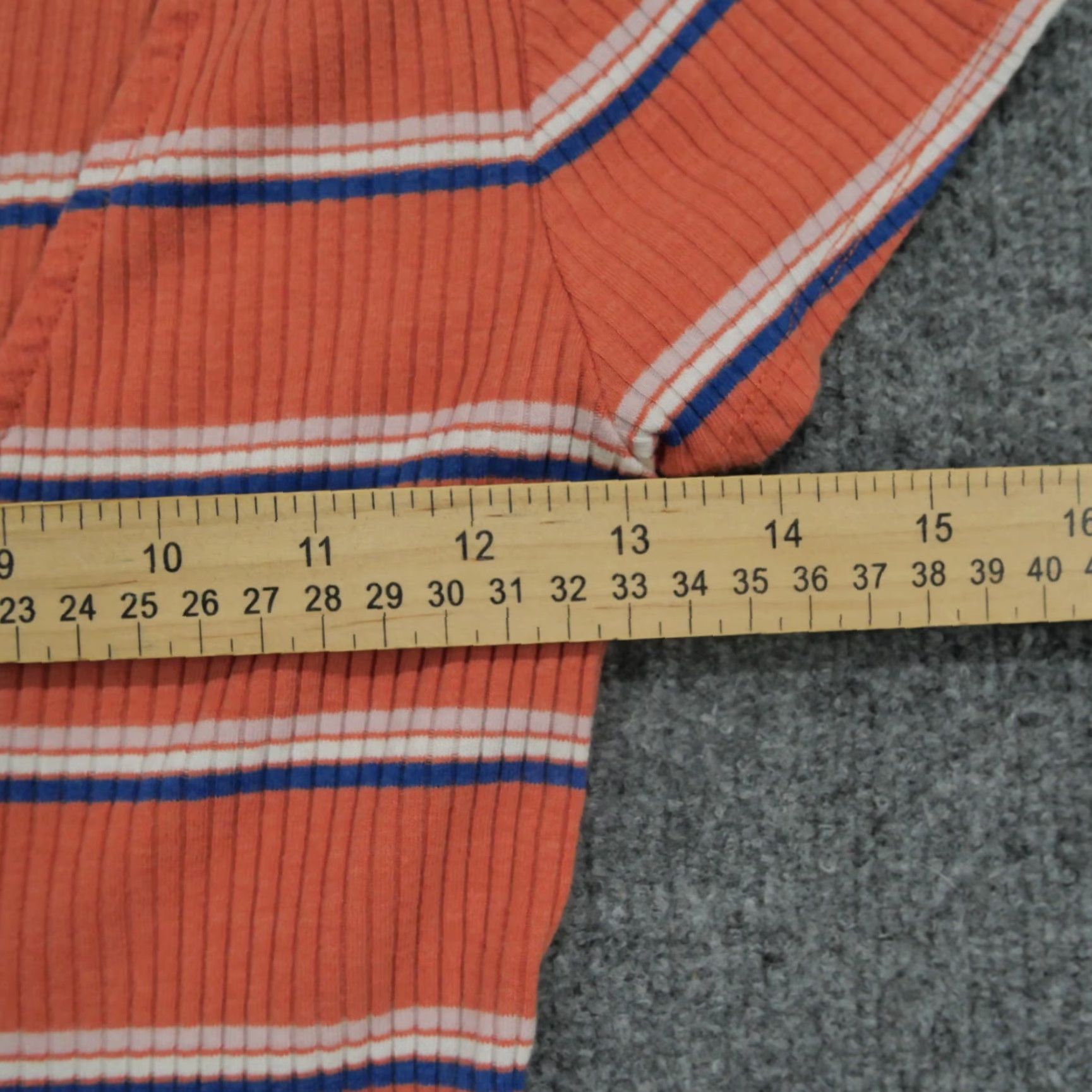 Abercrombie & Fitch Abercrombie & Fitch Dress Womens Petite Small Orange Striped Knit Short Sleeve Button Collared Size S / US 4 / IT 40 - 5 Thumbnail