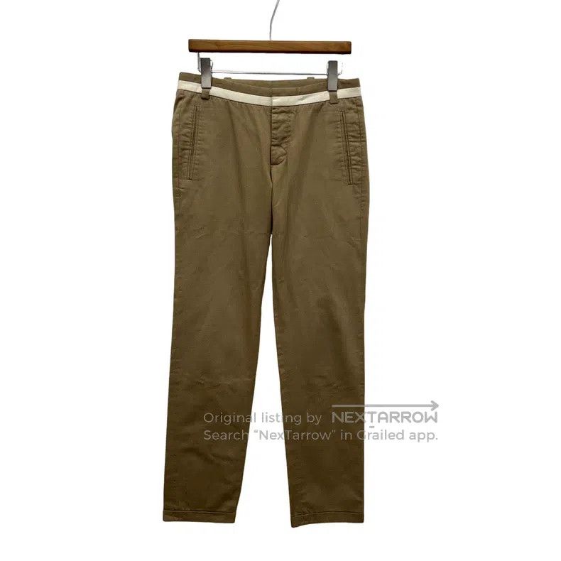 Gucci Leather Logo khaki casual pants