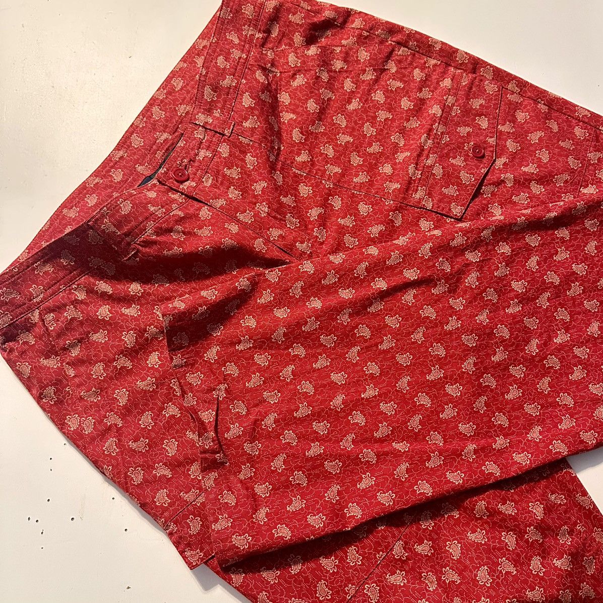 Ralph Lauren Vintage Ralph Lauren ; Vibrant Red Floral Print Womens Pants Size 34" / US 12 / IT 48 - 1 Thumbnail
