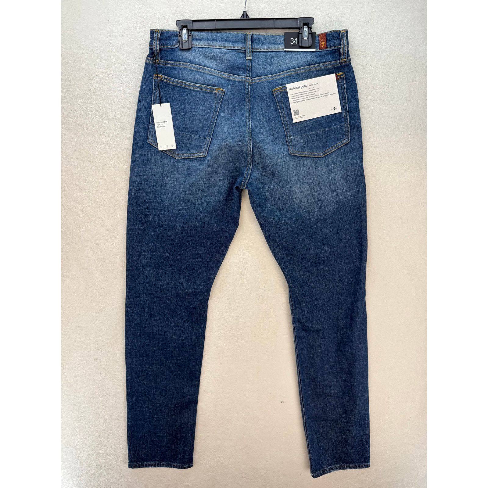 7 For All Mankind 7 FOR ALL MANKIND MEN'S 33 ADRIEN HEMP SLIM TAPERED DARK Size US 33 - 2 Thumbnail