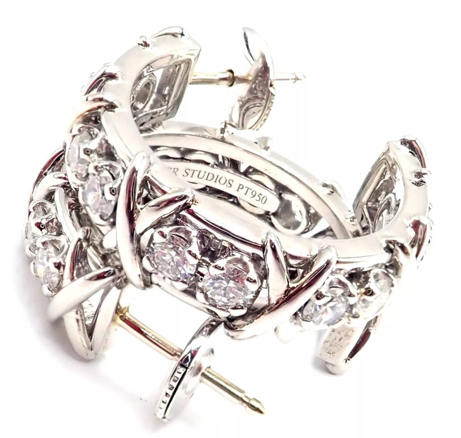 Tiffany & Co Stones Platinum Diamond Hoop Earrings