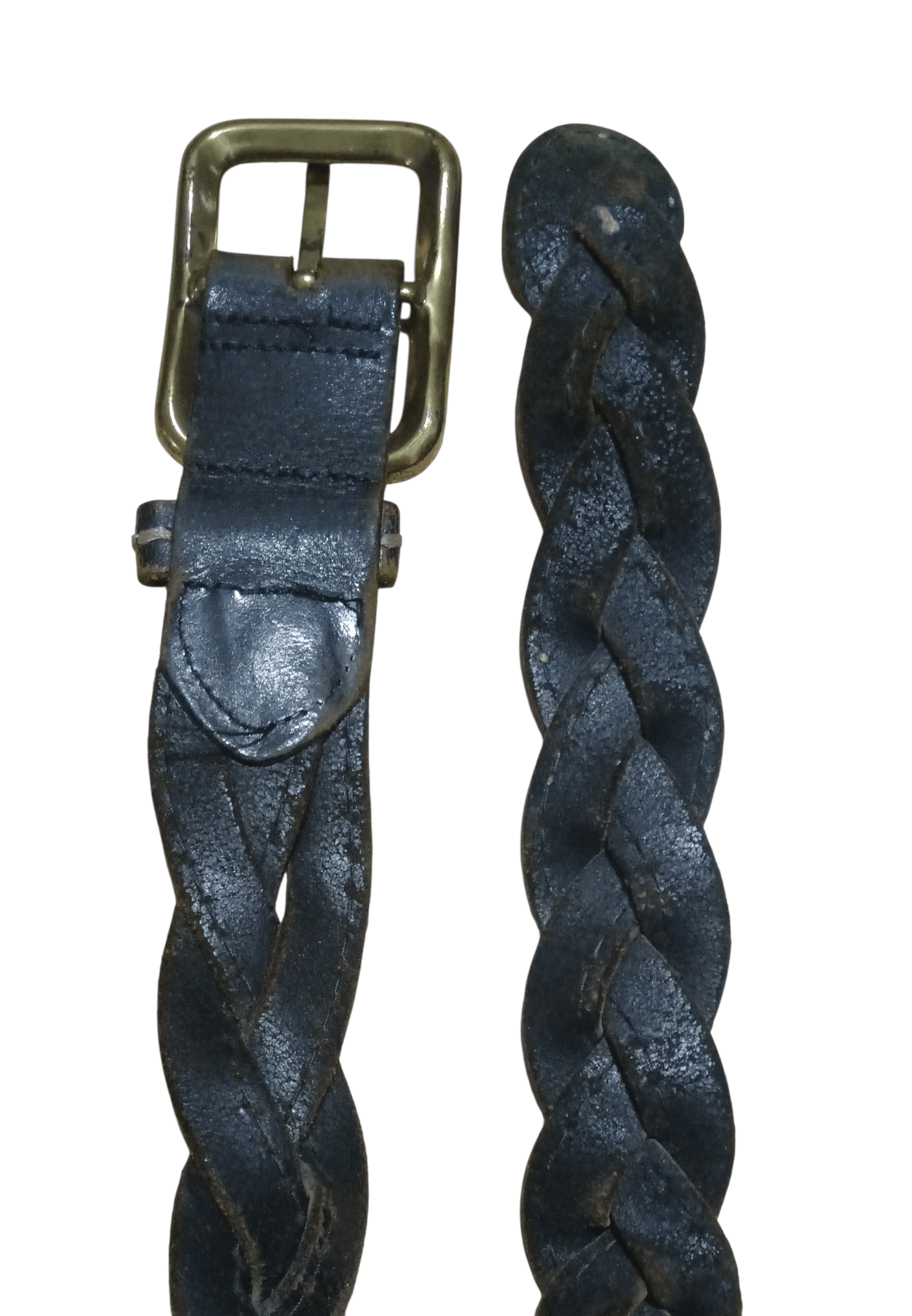 Genuine Leather VINTAGE BRAIDED LEATHER BELT WITH BRASS BUCKLE Size ONE SIZE - 3 Thumbnail
