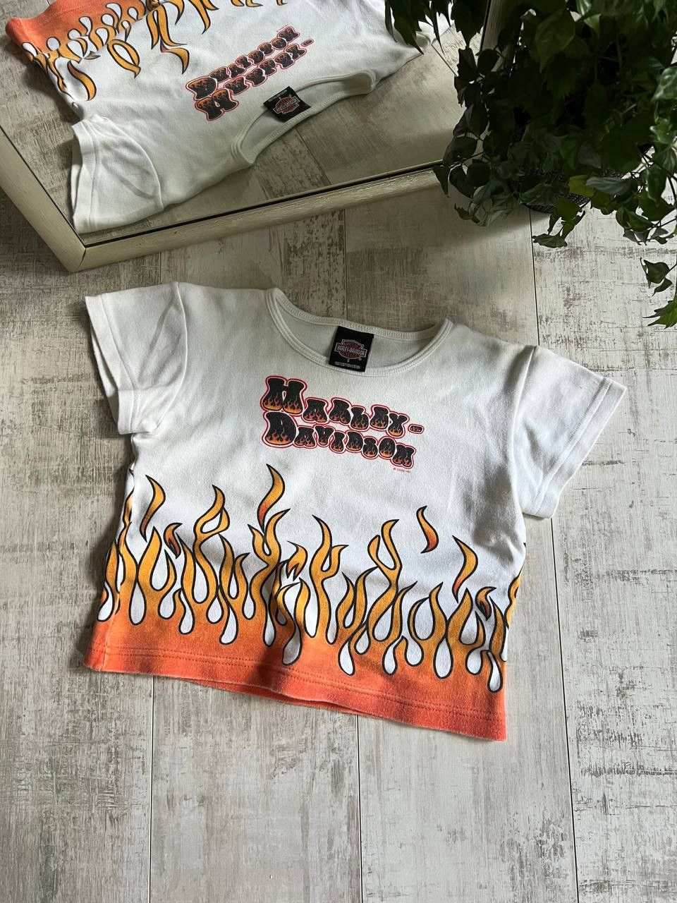 Harley Davidson × Vintage Vintage Harley Davidson 2002 T-Shirt Fire Logo Y2K RARE Size S / US 4 / IT 40 - 1 Thumbnail