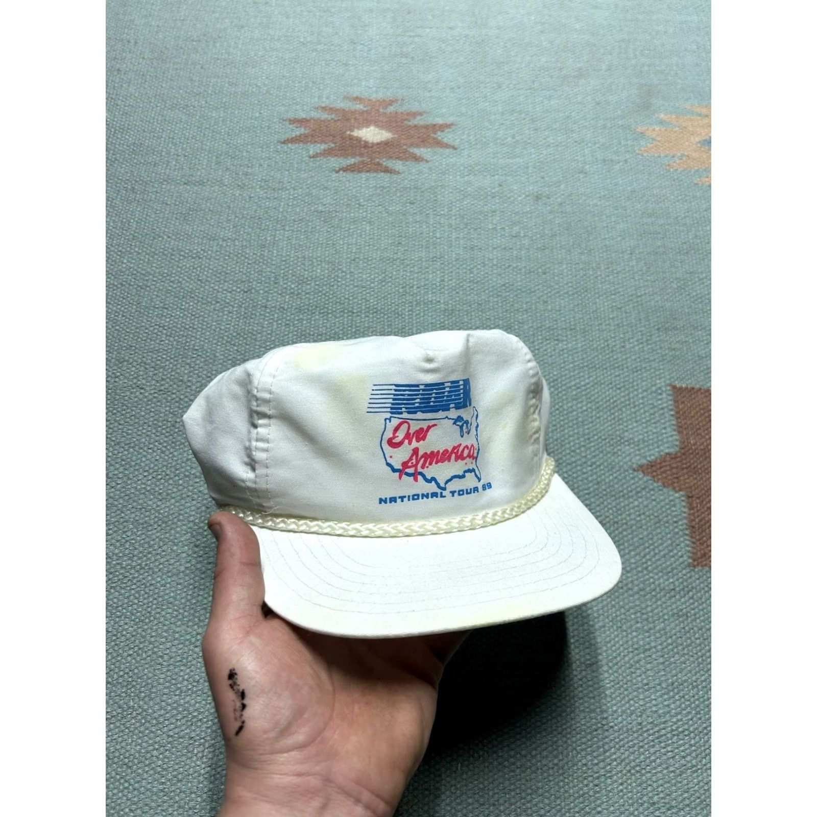 Roar VINTAGE Tour Snapback Hat Cap Roar Over America National Tour 1989 USA White Men Adjustable Cap Size ONE SIZE - 2 Thumbnail