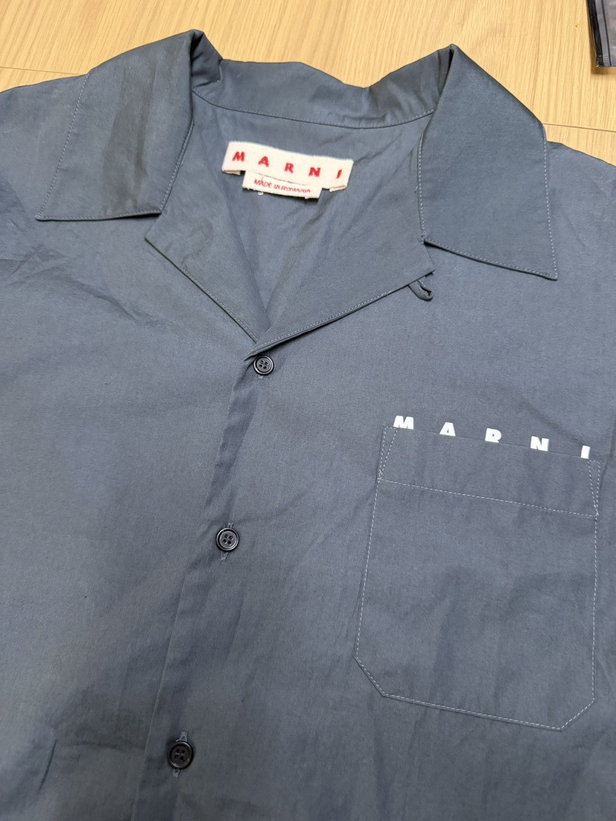 Marni MARNI Convertible collar logo print- Cotton Poplin Shirt Size US L / EU 52-54 / 3 - 11 Thumbnail