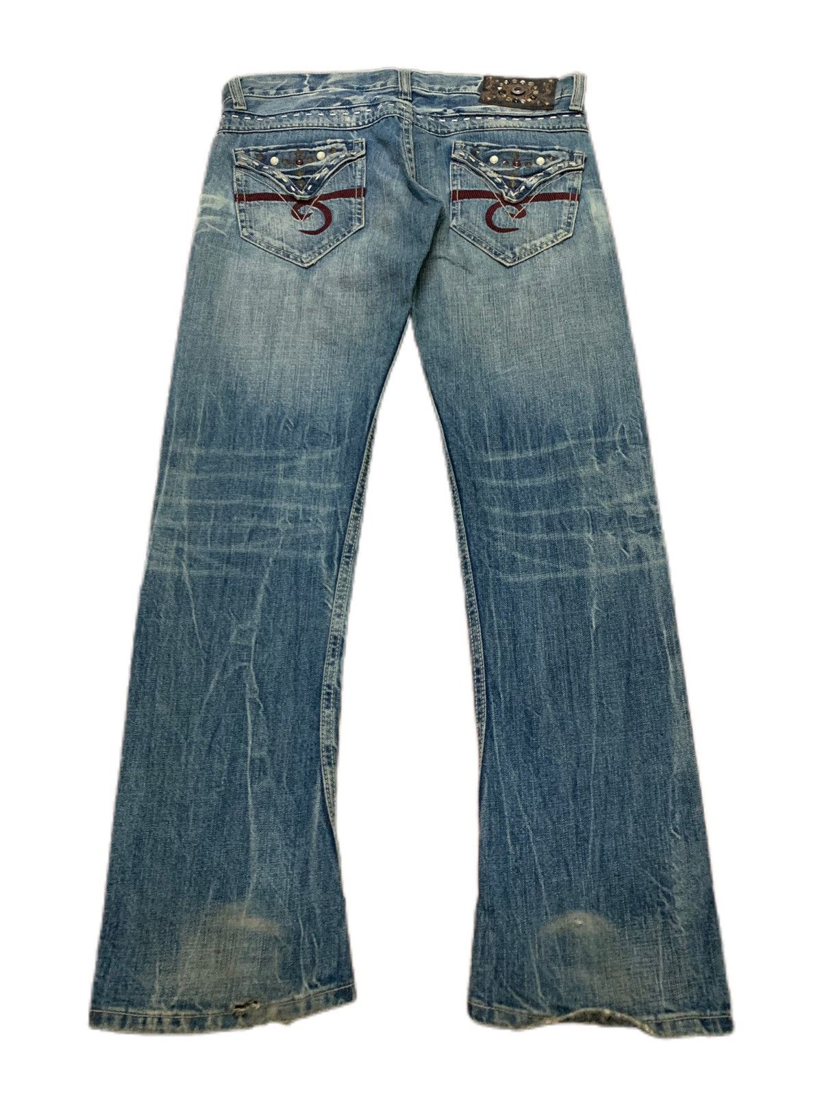 If Six Was Nine × Japanese Brand × Le Grande Bleu (L.G.B.) Flare ORIRIN stone wash faded season grunge style Size 33" - 2 Thumbnail
