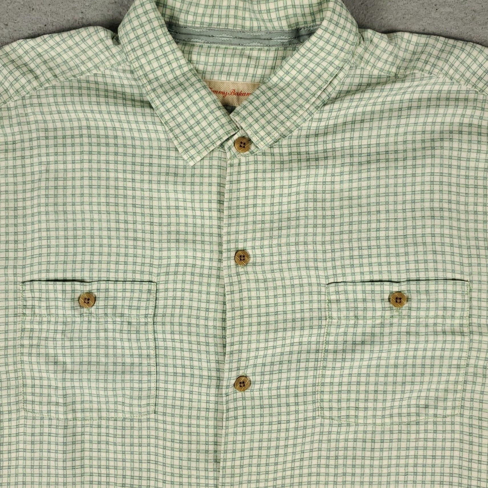 Tommy Bahama Tommy Bahama Shirt Mens XL Green Check Silk Hawaiian Button Up Size US XL / EU 56 / 4 - 2 Thumbnail