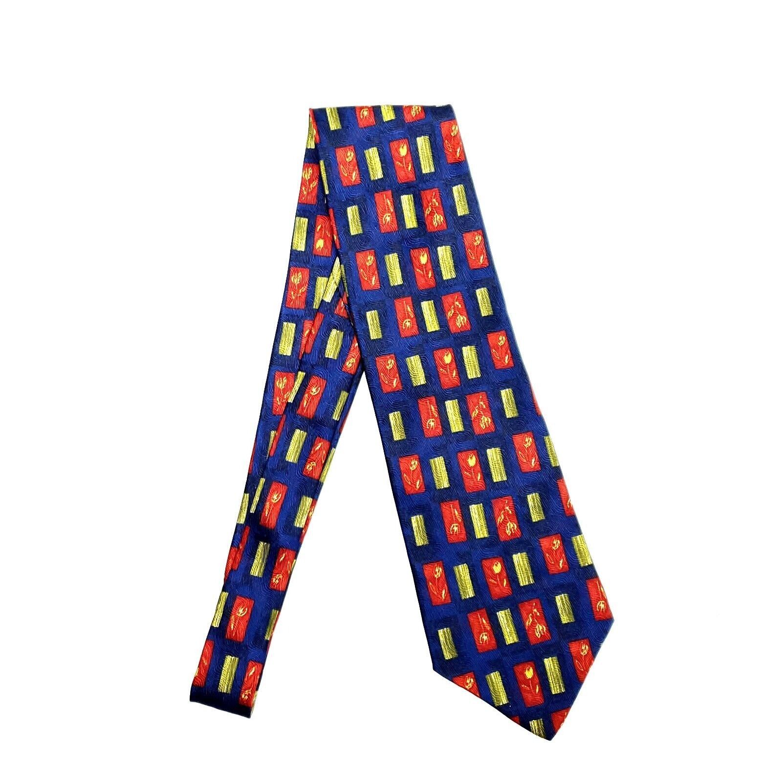 Lord & Taylor Lord Taylor Silk Tie Print Blue Geometric Short Size ONE SIZE - 7 Thumbnail