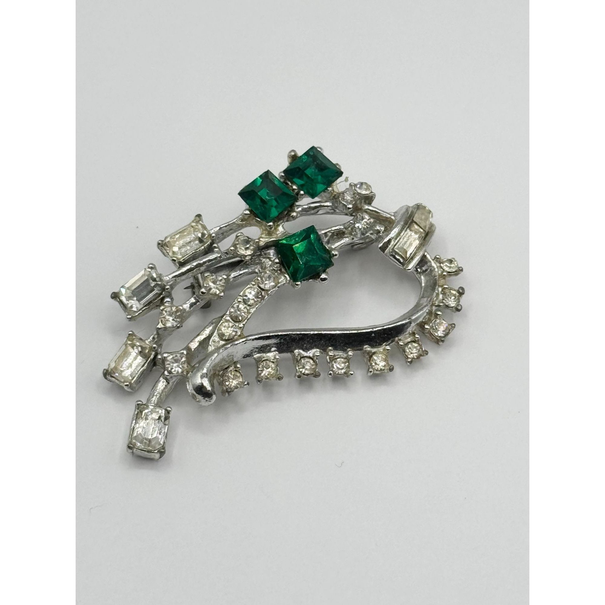 Vintage Vintage green rhinestone brooch pin Size ONE SIZE - 2 Thumbnail