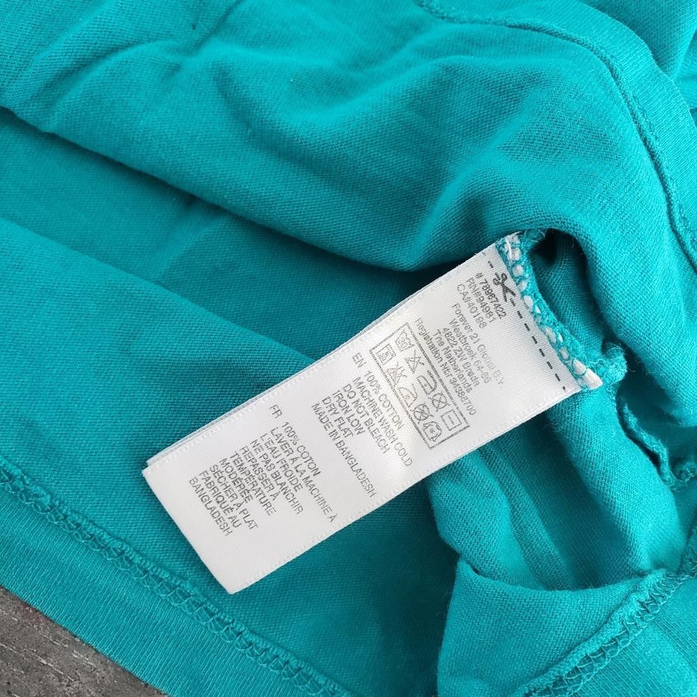 Forever 21 Teal Green Ride Lit F21 Short Sleeve Size S / US 4 / IT 40 - 4 Thumbnail