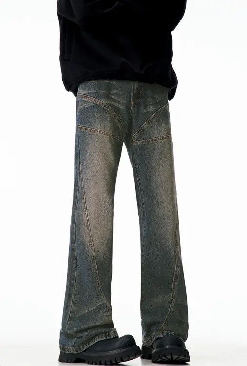 VIBE Men's vintage washed distressed American style bootcut jeans Size US 32 / EU 48 - 4 Thumbnail