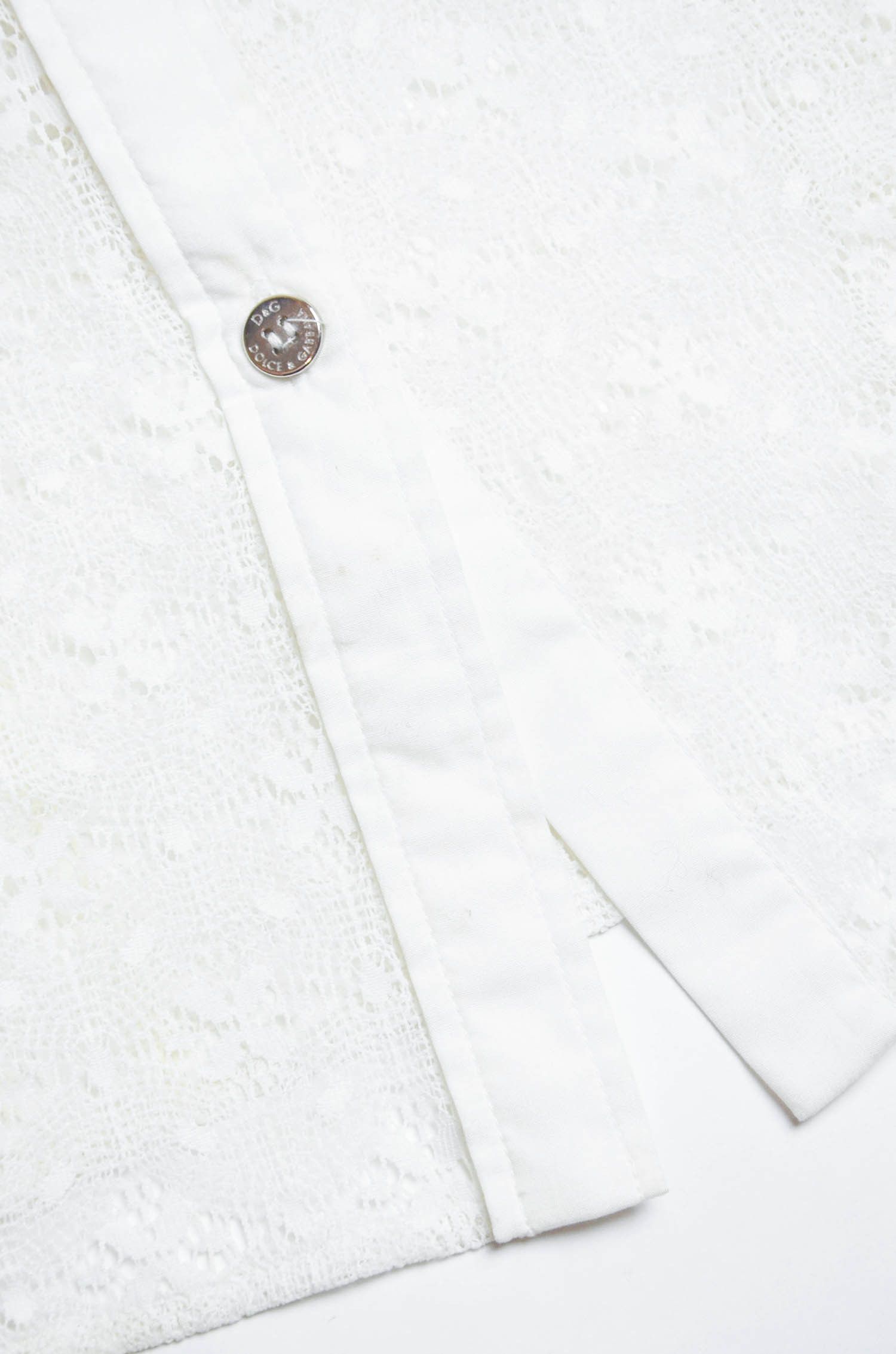 Dolce & Gabbana D&G Dolce & Gabbana White Lace Short Sleeve Shirt – Size M Size M / US 6-8 / IT 42-44 - 5 Thumbnail