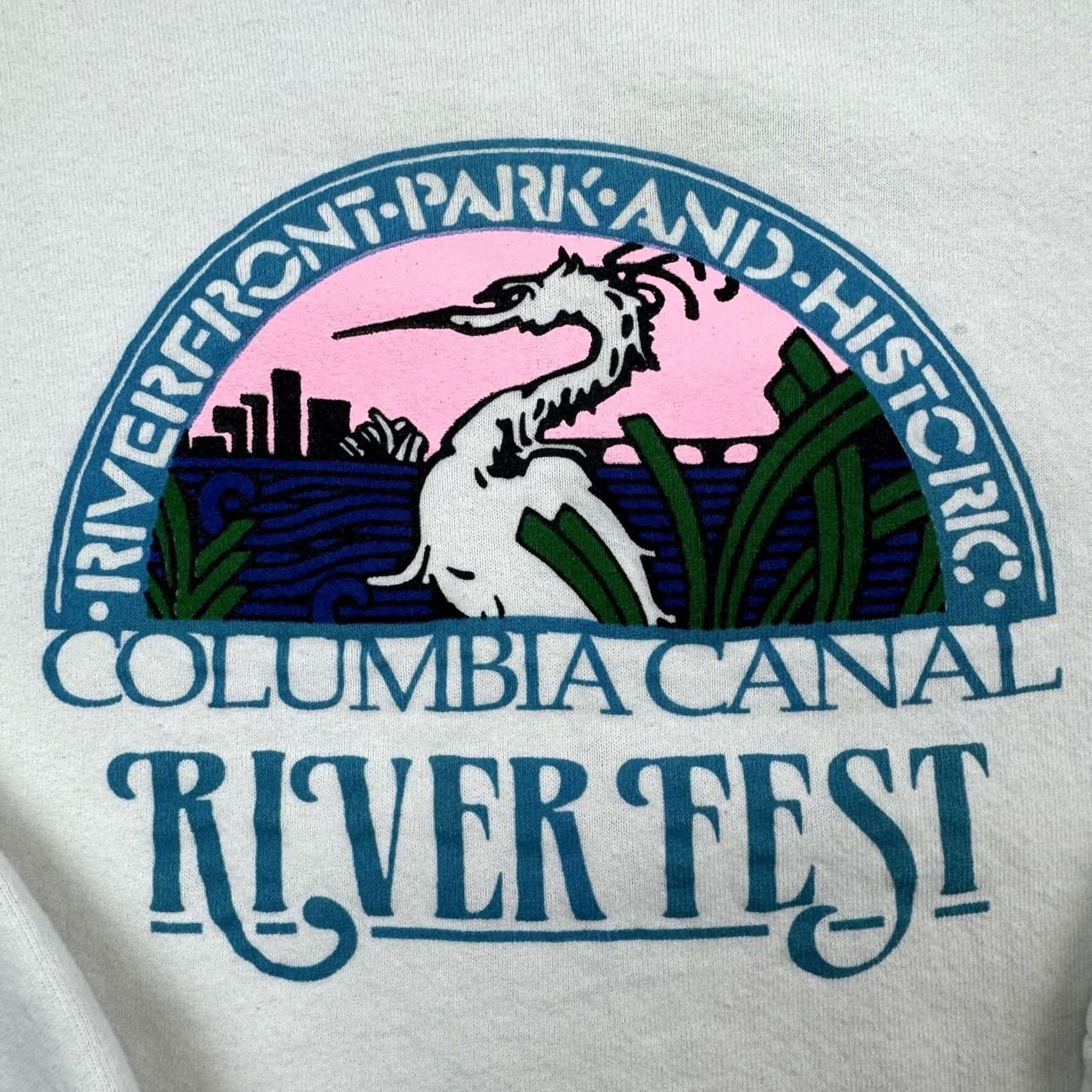 Hanes VINTAGE Columbia Sweatshirt Adult XL White 90s Nature Animals Hanes Crew Neck Pullover Cotton Mens Size US XL / EU 56 / 4 - 3 Thumbnail