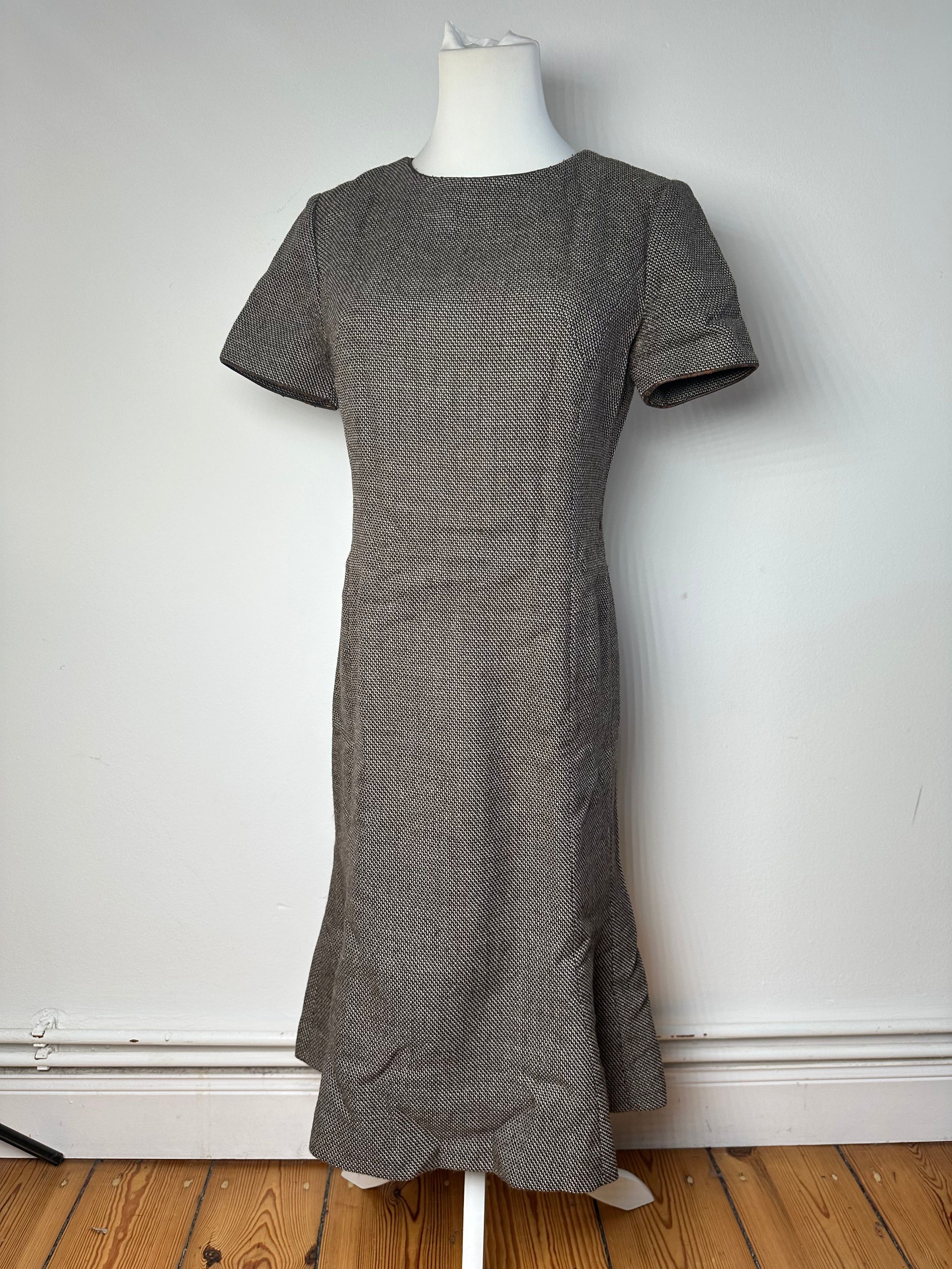 Balenciaga Vintage Wool Dress Black White Brown Size L / US 10 / IT 46 - 1 Thumbnail