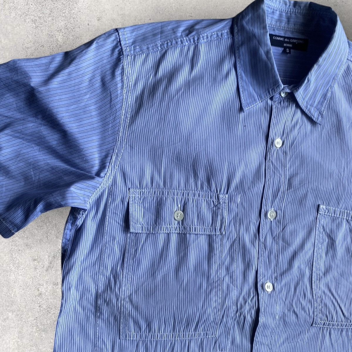 Comme des Garcons CDGH Contrast Blue Stripe Double Pocket Shirt Size US S / EU 44-46 / 1 - 1 Thumbnail