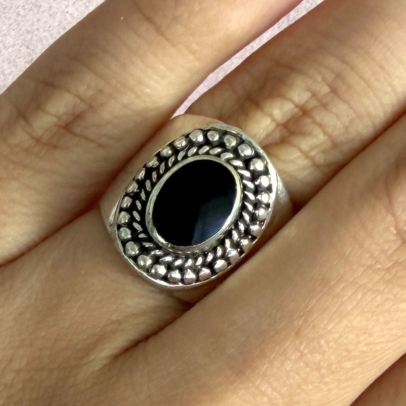 Sterling Silver sterling silver braided onyx cigar band ring size 5.75 Size ONE SIZE - 1 Thumbnail
