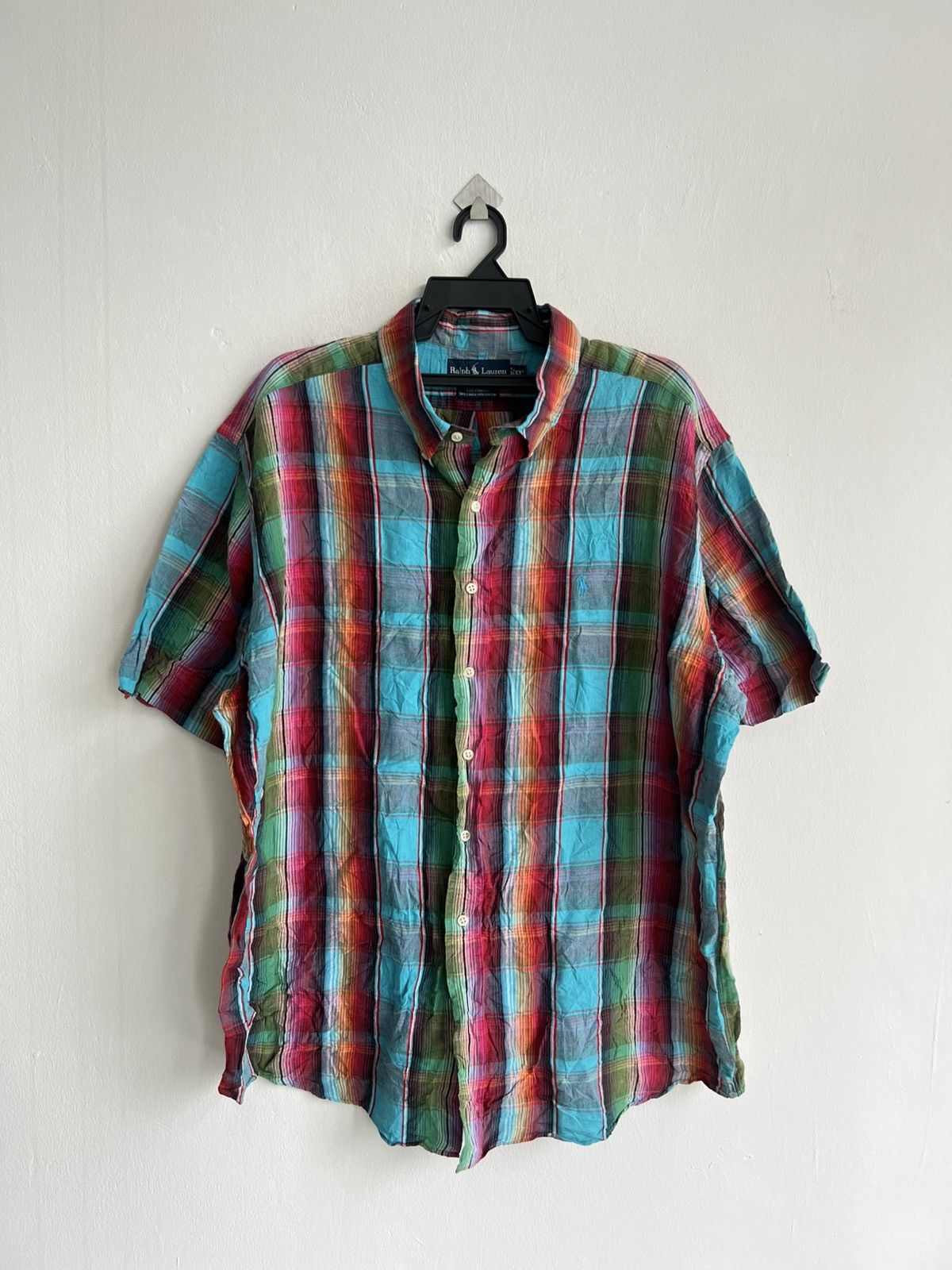 Polo Ralph Lauren Vintage Polo Ralph Lauren Madras Plaid Linen Oxford Shirt Size US XXL / EU 58 / 5 - 2 Thumbnail