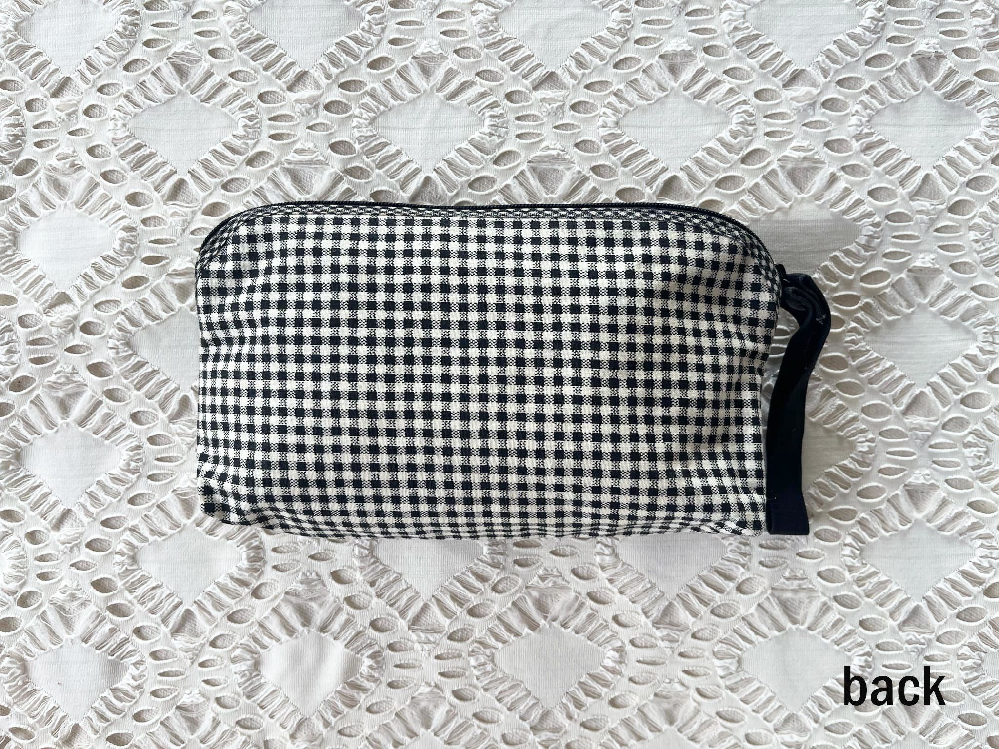 Vintage 80s black and White Gingham Cutie cosmetic bag with strap Size ONE SIZE - 4 Thumbnail
