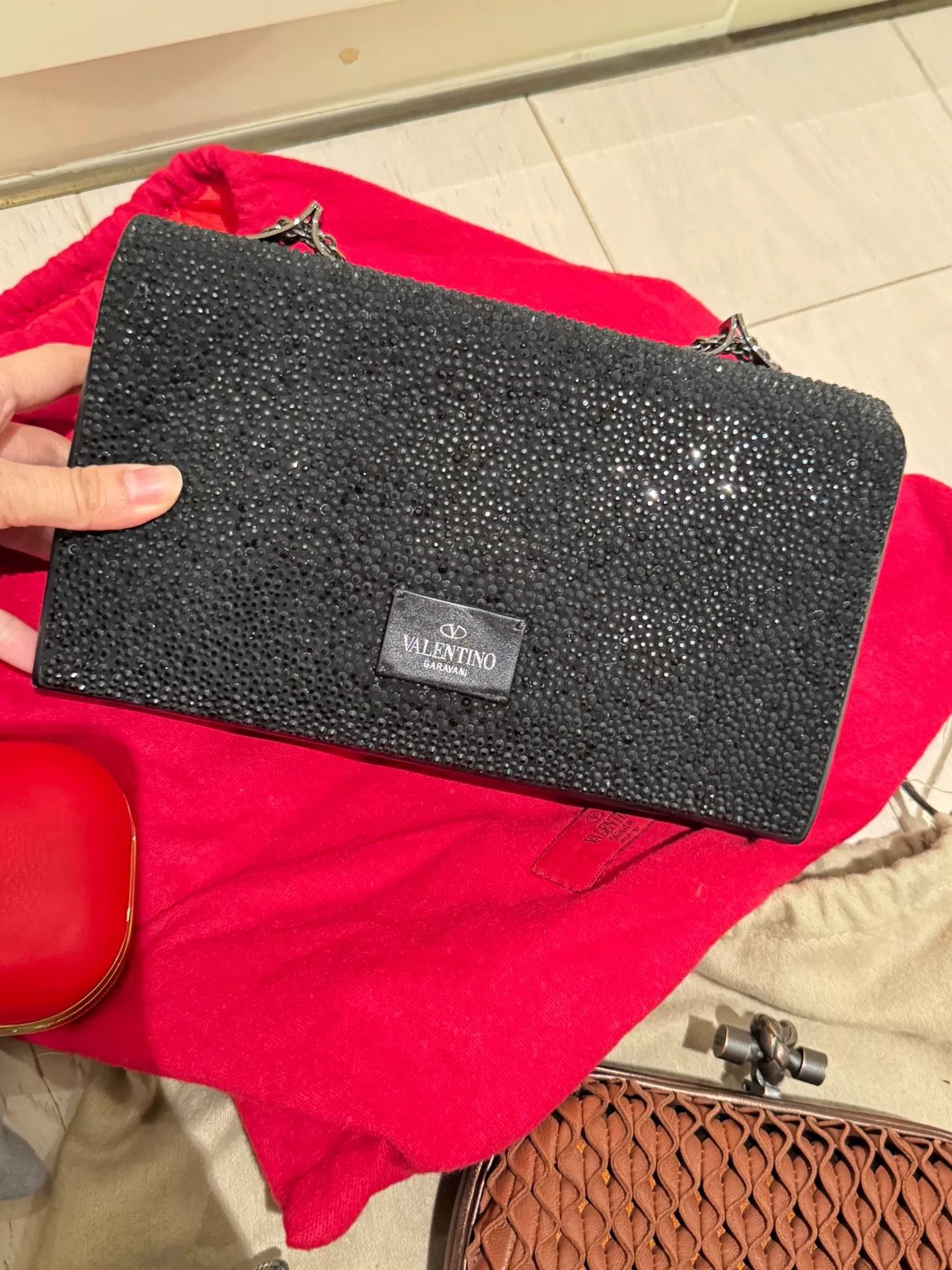 Valentino Valentino Black Crystal Chain Handbag Size ONE SIZE - 5 Thumbnail