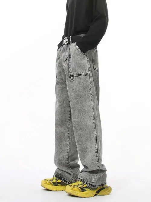 VIBE Washed Black Grey Relaxed Wide Leg Hip Hop Jeans Size US 32 / EU 48 - 4 Thumbnail