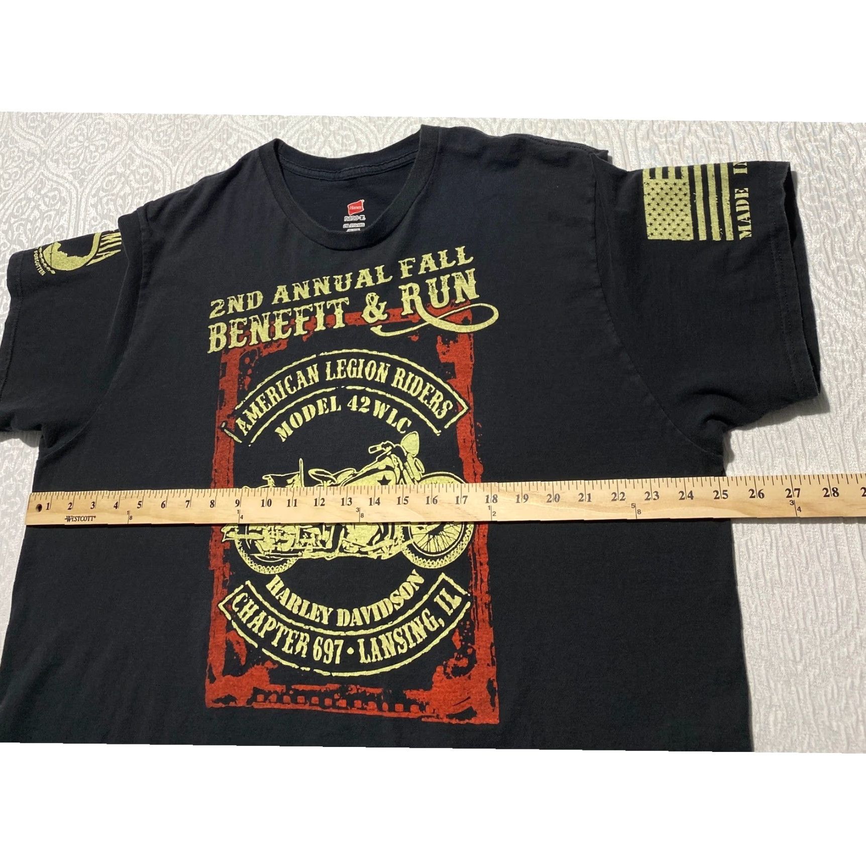 Hanes VINTAGE American Legion Riders Chapter 697 Lansing IL Motorcycle T-Shirt Black 2XL Size US XXL / EU 58 / 5 - 5 Thumbnail