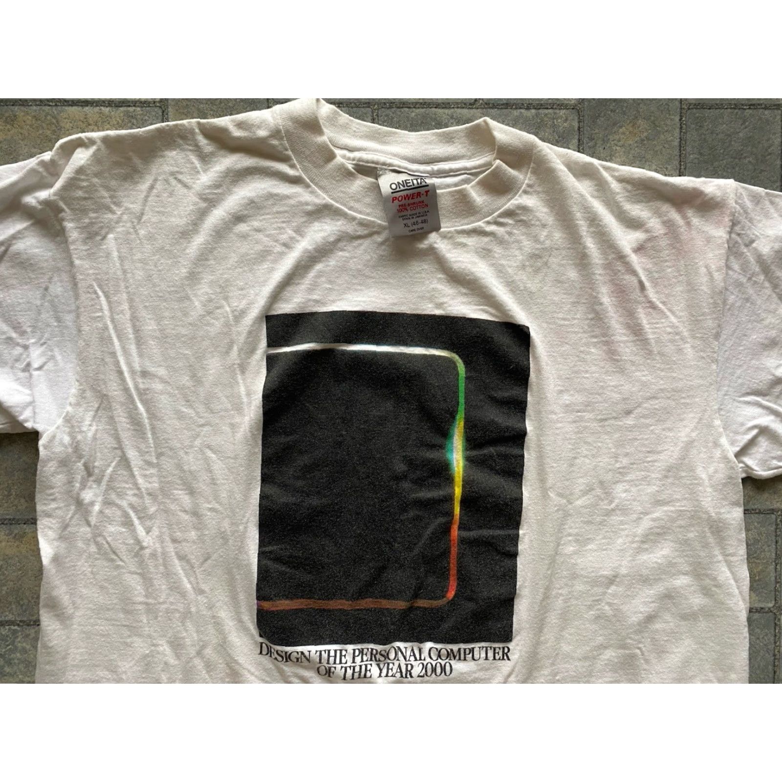 Vintage VINTAGE Apple Computer Design Contest T Shirt Oneita XL White Logo Men T-Shirt XL Logo Geek USA 90s? (limit 200) Size US XL / EU 56 / 4 - 4 Thumbnail
