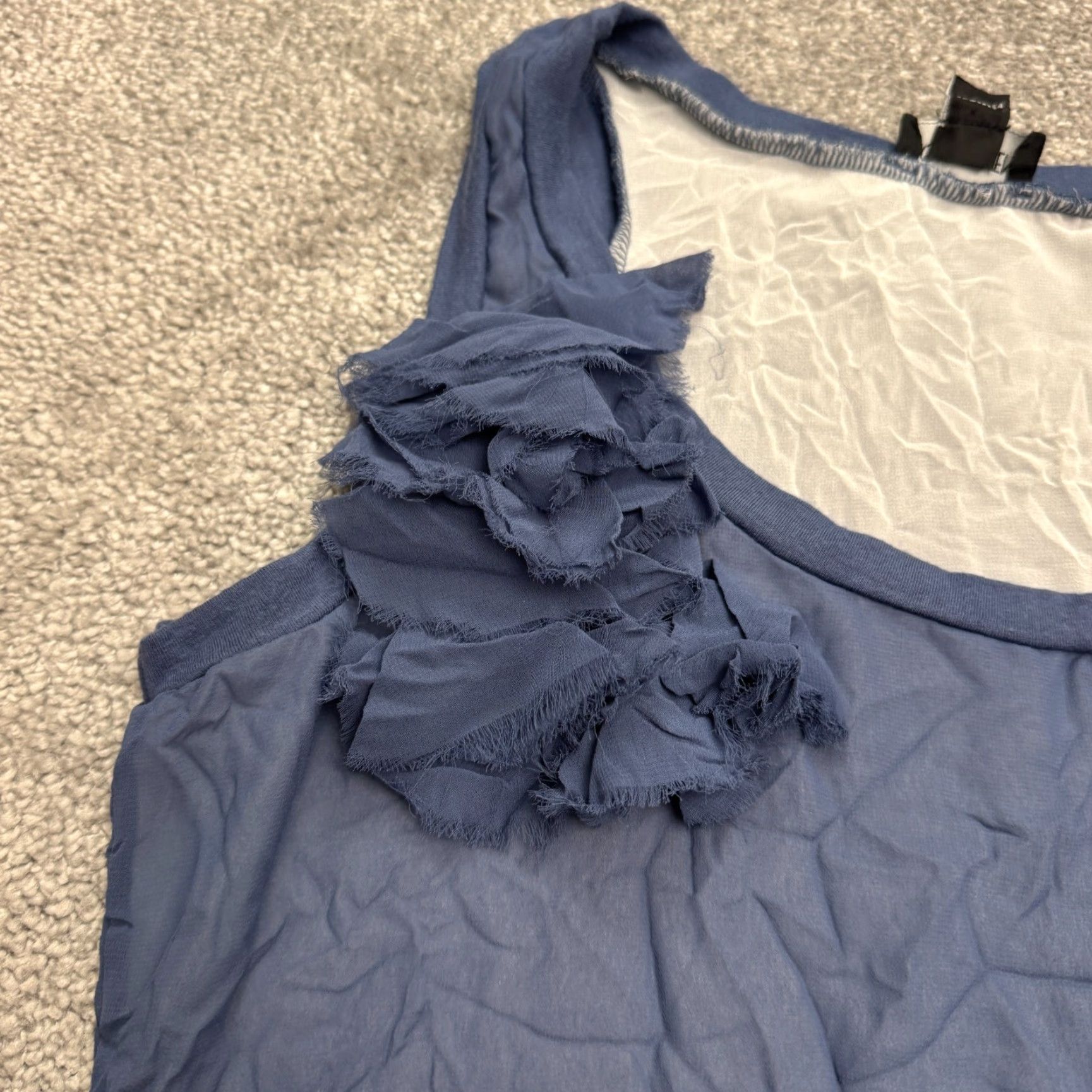 Vintage Ronen Chen Layered Tunic Tank Top Womens 4 Blue Asymmetrical Flower Chiffon Sleeveless Strappy Shoulder Wide Strap Tank Size S / US 4 / IT 40 - 4 Thumbnail