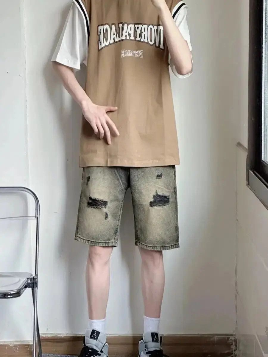 Japanese Brand Retro ripped straight leg denim shorts Size US 32 / EU 48 - 5 Thumbnail