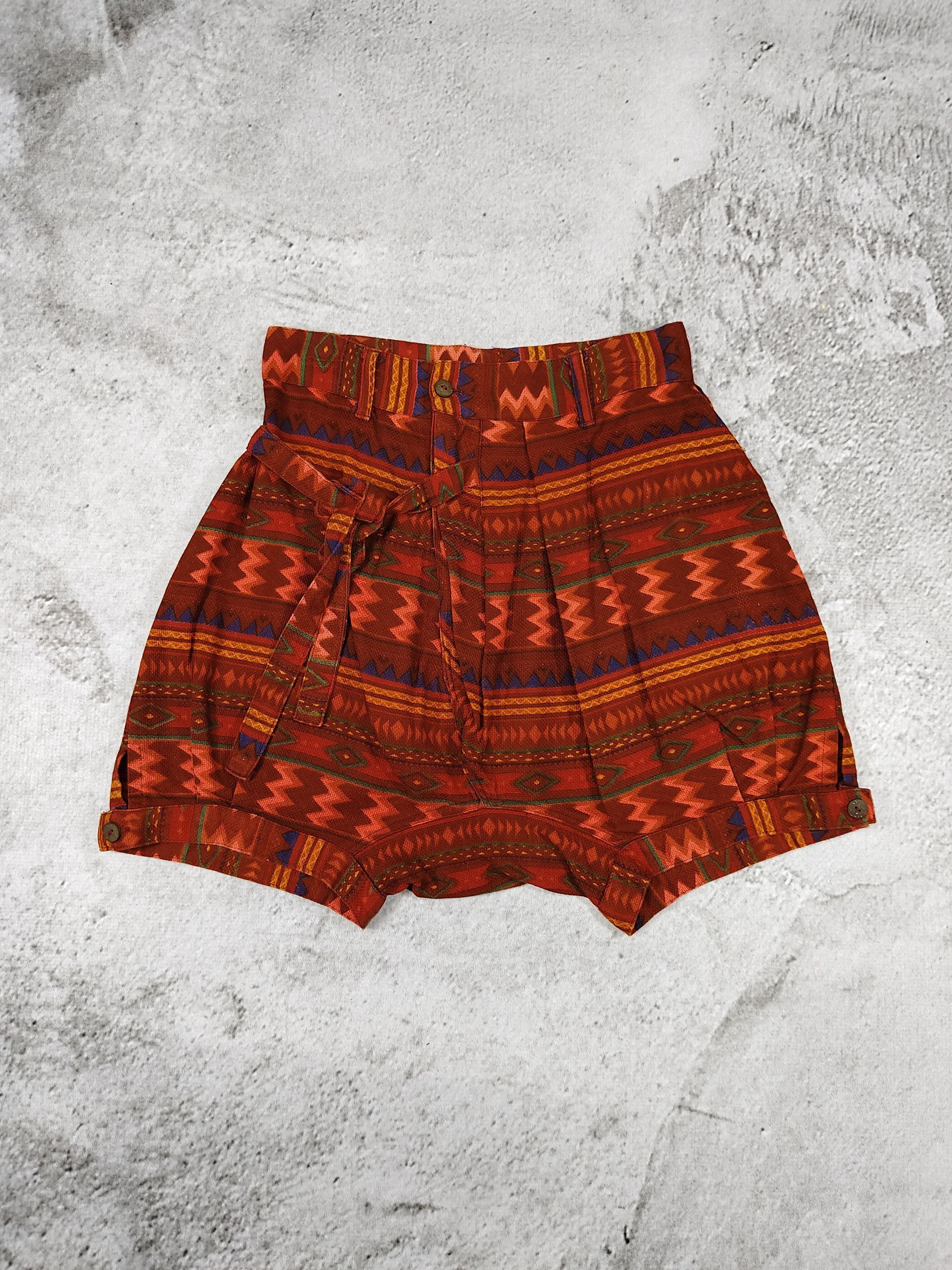 Japanese Brand Yul- Bohemian Retro Hippie Tribal Aztec High Waist Shorts Size 29" - 1 Thumbnail