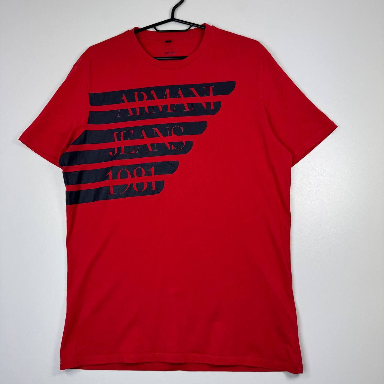 Armani Armani Jeans Red Graphic T Shirt Logo Print Short Size L Size US L / EU 52-54 / 3 - 1 Thumbnail