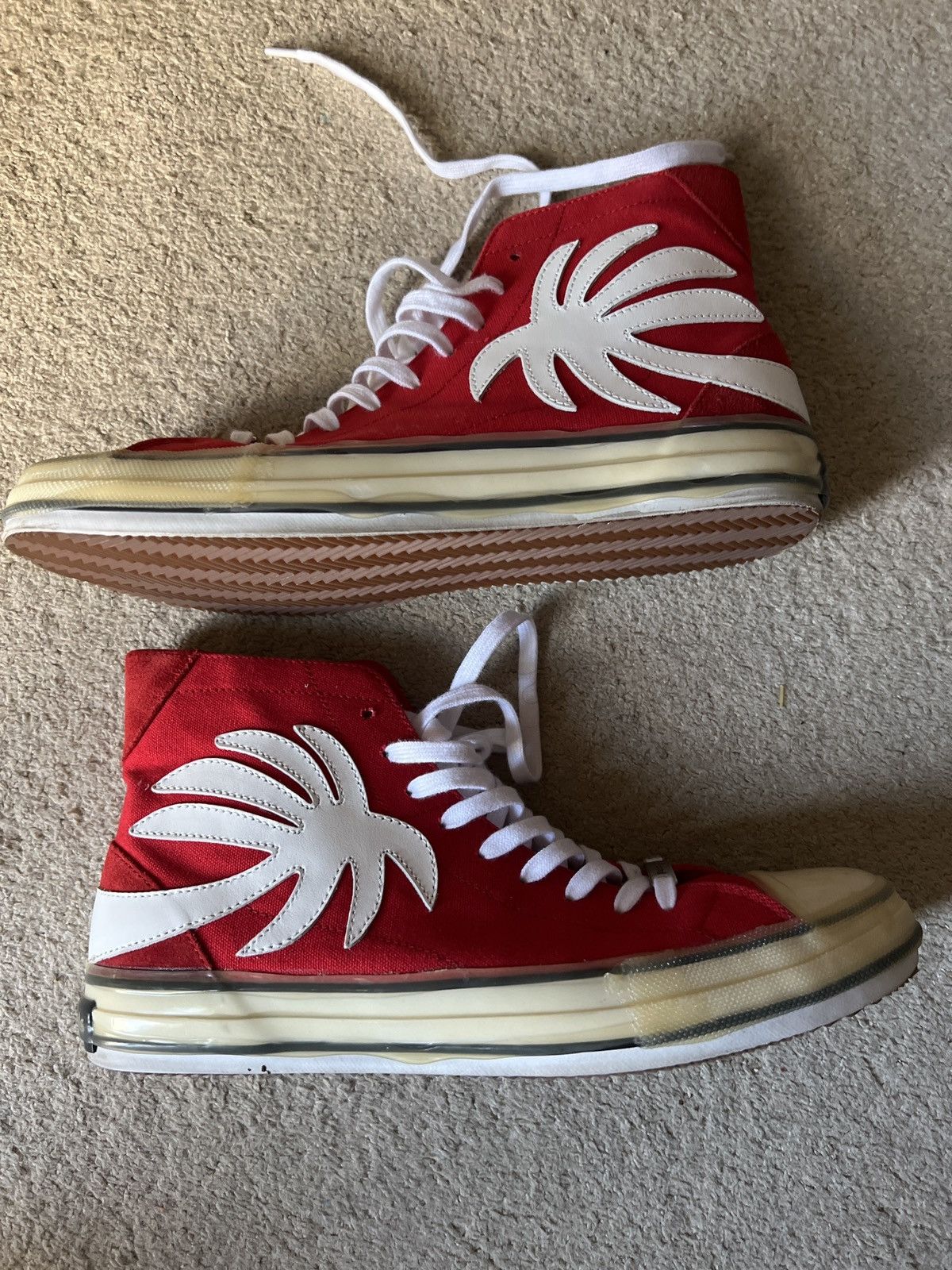 Palm Angels Palm Angels Vulcanized High Top Palm Tree Sneakers Size US 12 / EU 45 - 1 Thumbnail