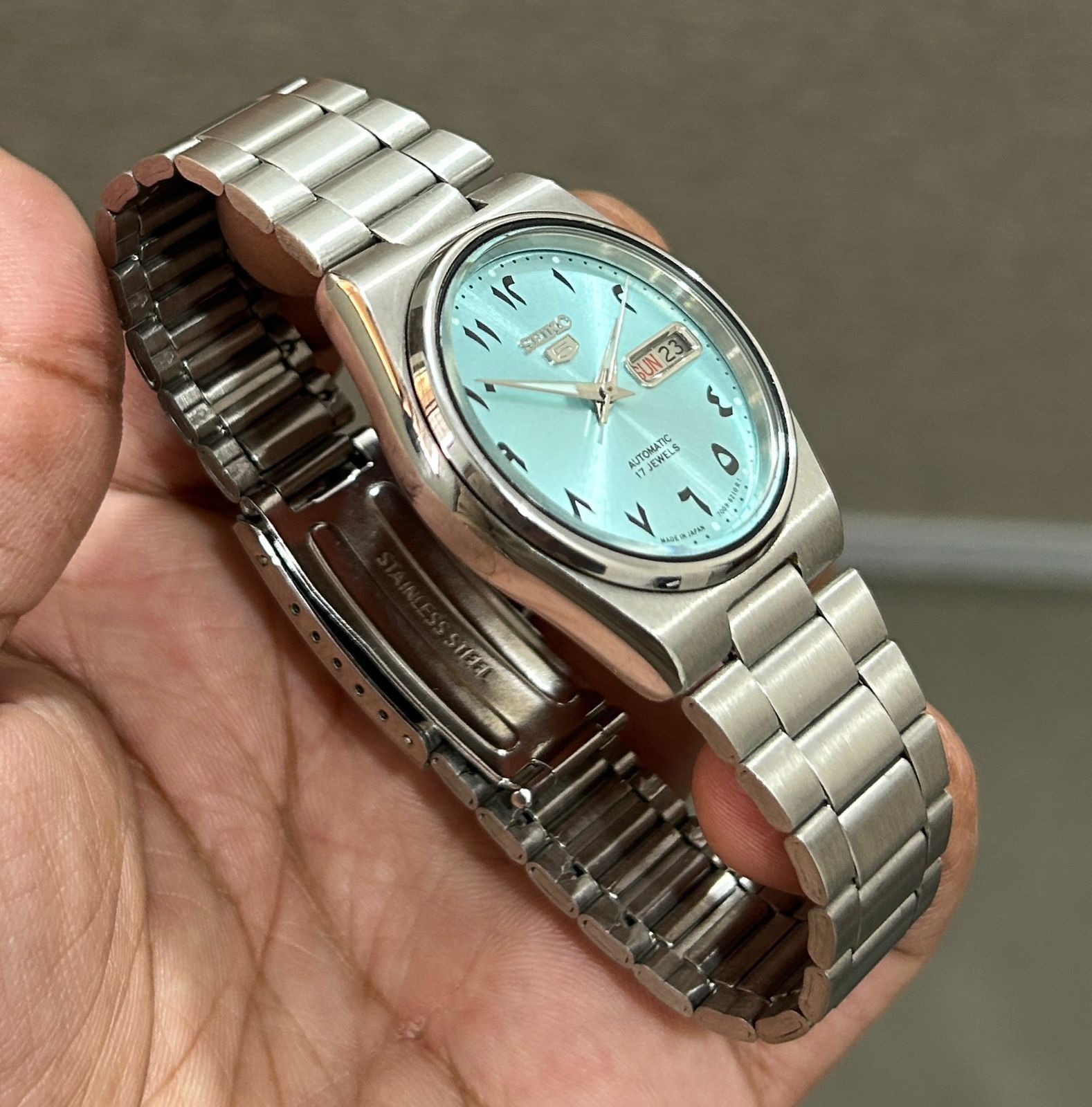 Seiko Vintage Seiko 5 Sky Blue Arabic Dial Automatic Watch Size 36 - 5 Thumbnail