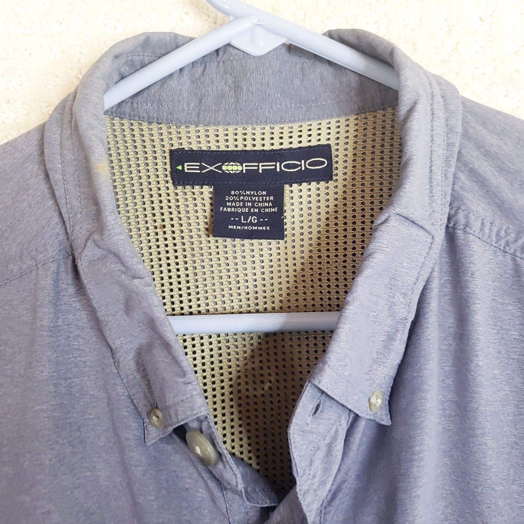ExOfficio Exofficio Shirt Mens L Blue Logo Long Sleeve Button-Up Pockets Rollup Sl Size US L / EU 52-54 / 3 - 6 Thumbnail