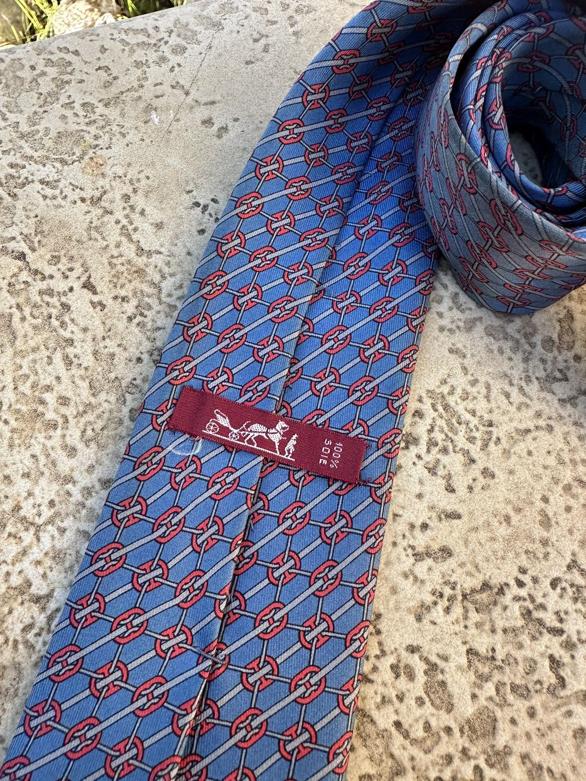 Hermes Hermès Silk Blue Tie Size ONE SIZE - 2 Thumbnail