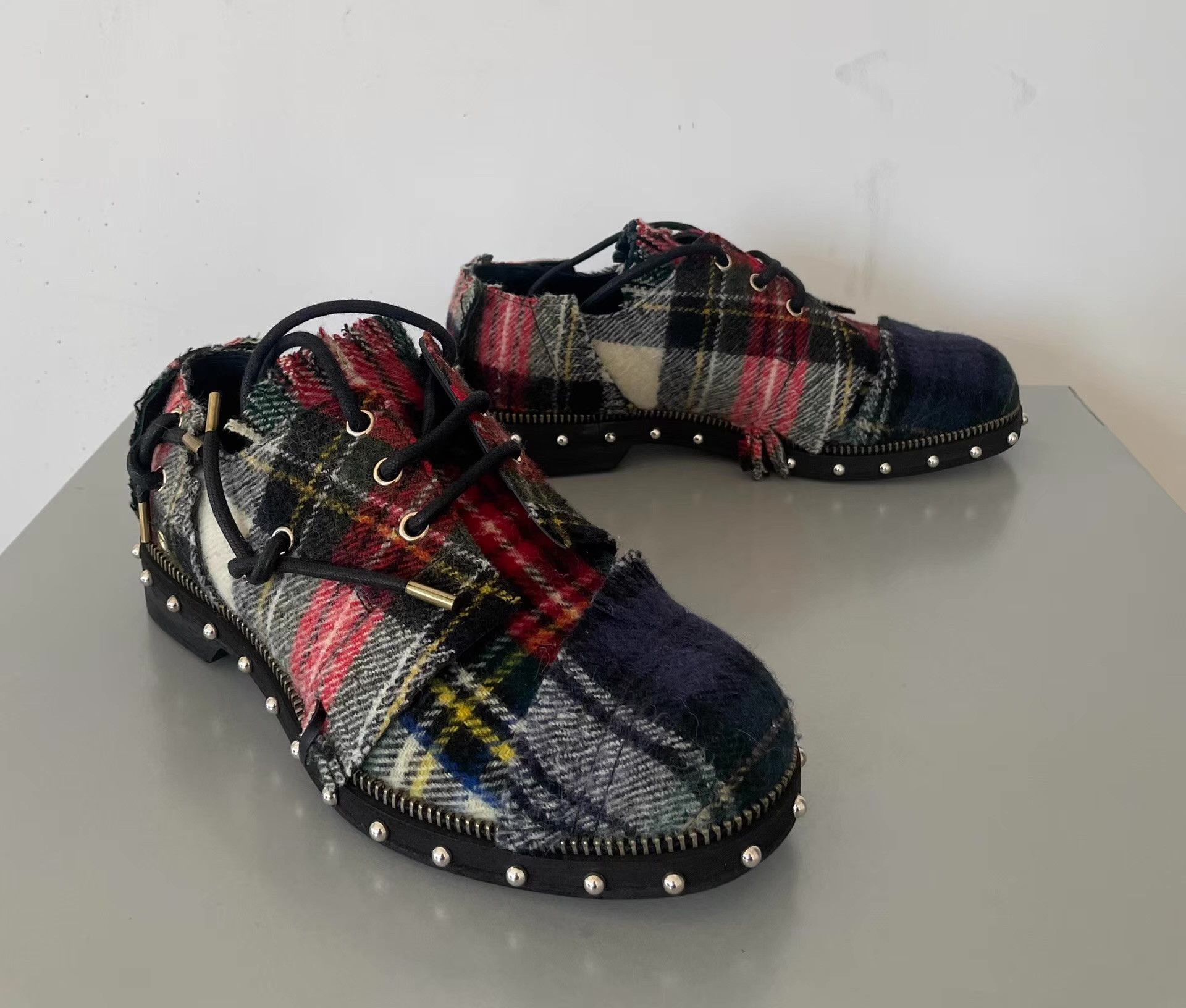 Loewe Loewe Checkered Spliced Studded Derby Shoes Ｑ21 Size US 6.5 / EU 39-40 - 1 Thumbnail