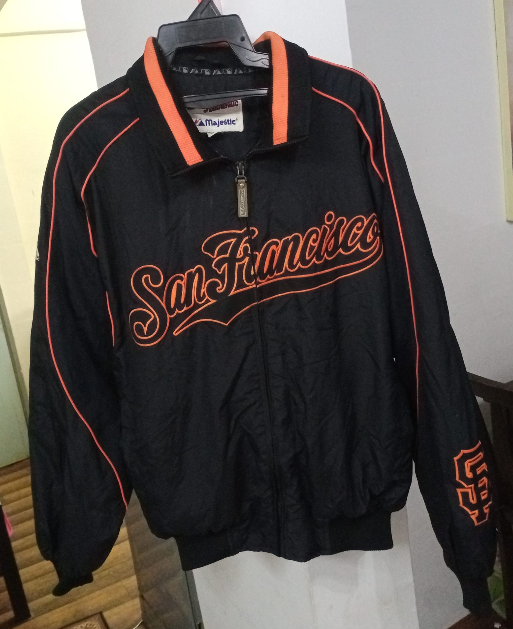 Majestic, Jackets & Coats, Vintage Mlb San Francisco Giants Gray Full Zip  Warm Up Dugout Jacket Majestic