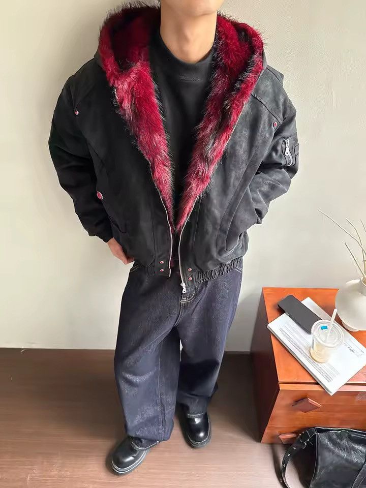 Other Washed Y2k Warm Hooded Streetwear Fur Jacket Coat Size US XL / EU 56 / 4 - 2 Thumbnail