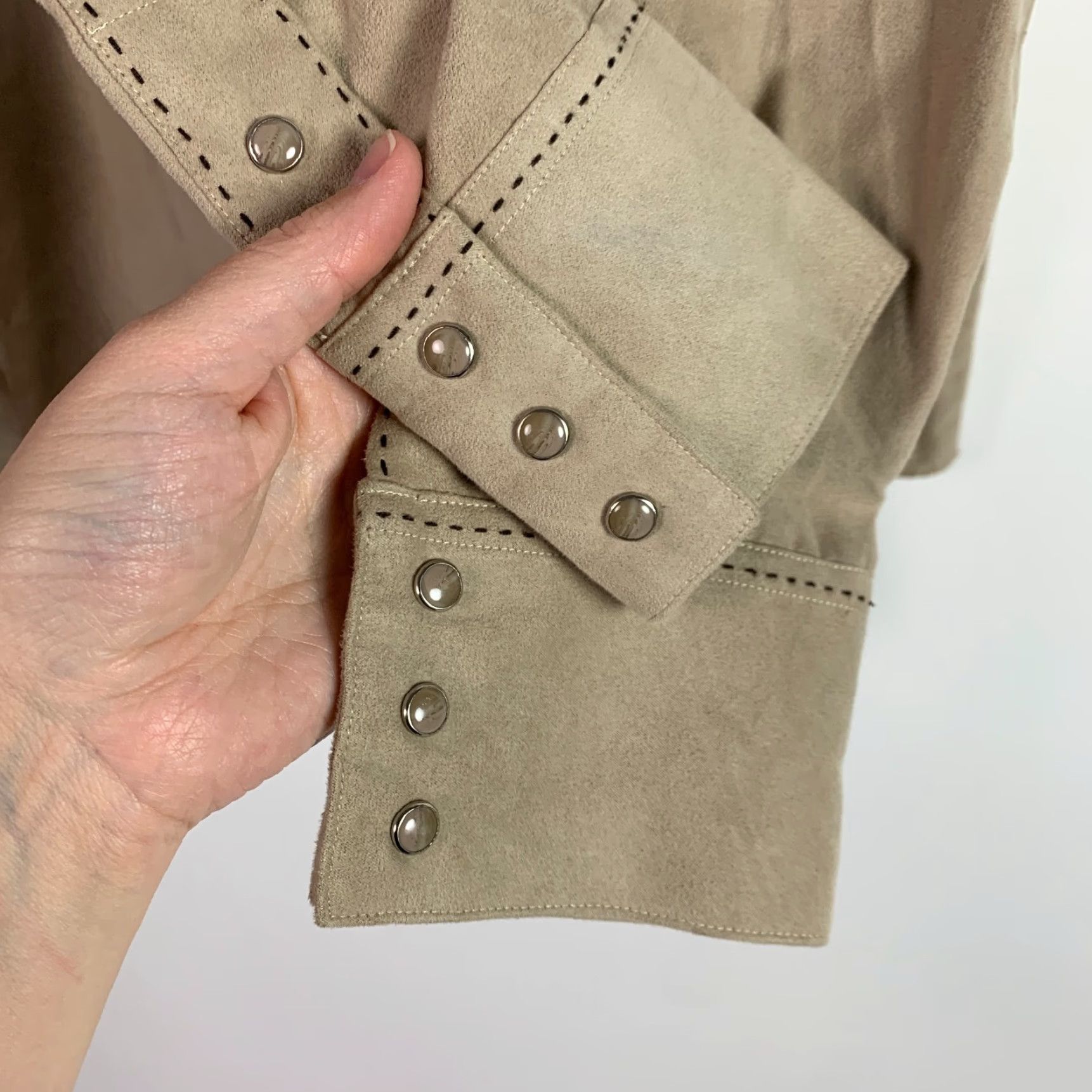 Vintage VINTAGE 7 DIAMONDS Western Shirt Long Sleeve Tan M Medium Pearl Snap Rodeo Faux Suede Accessories Pearl Snap Shirt 1990s Mens Size US M / EU 48-50 / 2 - 7 Thumbnail
