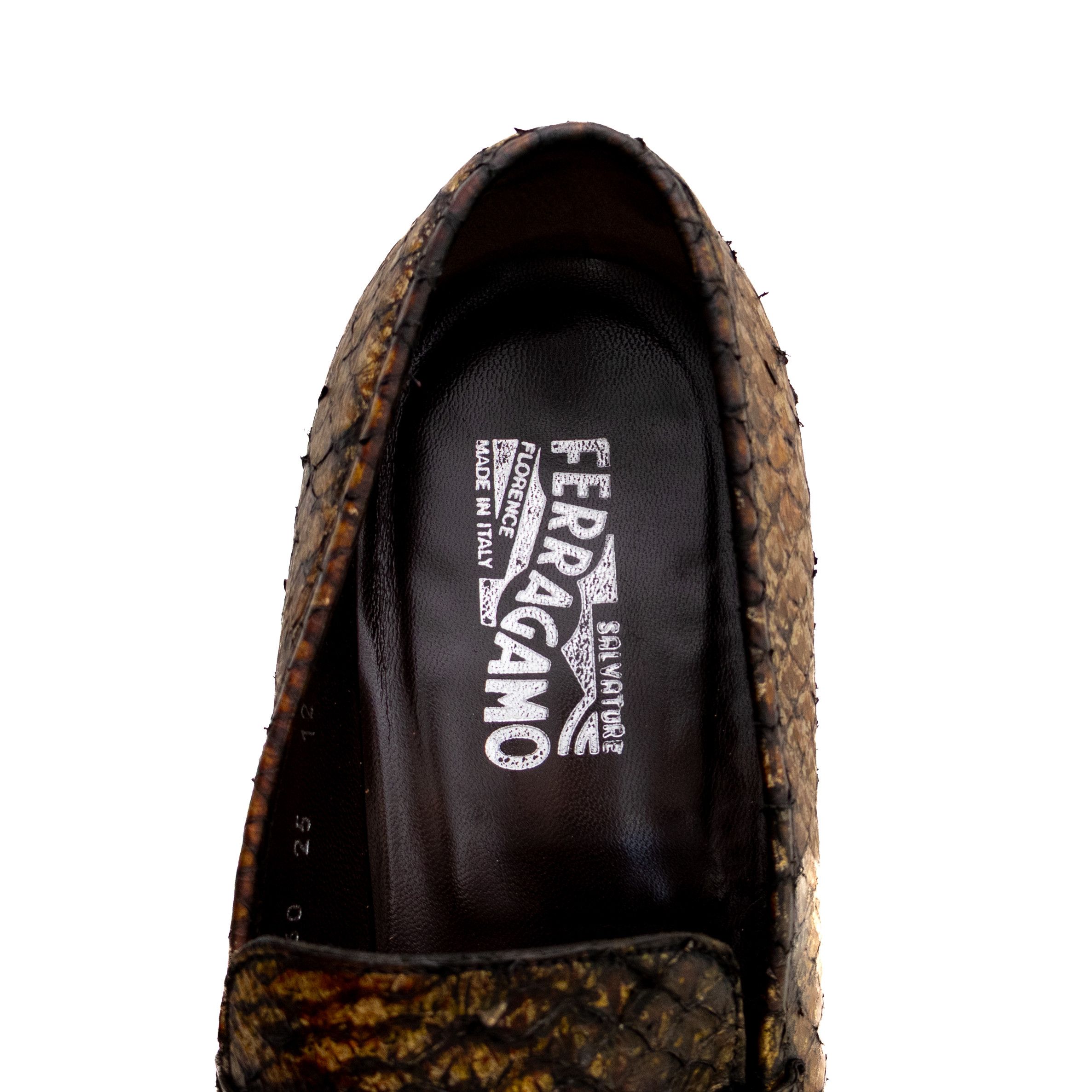 Salvatore Ferragamo Salvatore Ferragamo Python Snakeskin Loafers Gold US 12 Size US 12 / EU 45 - 12 Thumbnail
