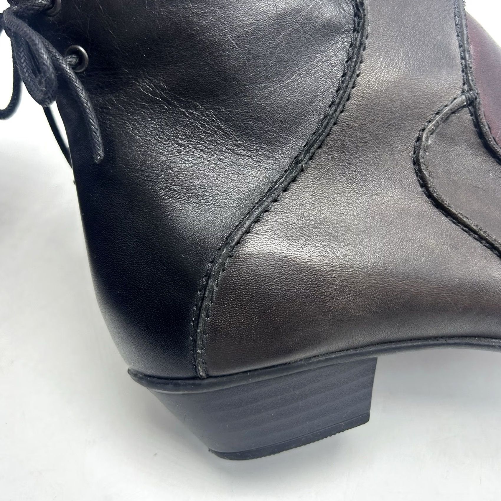 Vintage Remonte Womens Bootie Ankle Boot Heels Casual Red Black Brown 40 8.5 Zipper Size US 9 / IT 39 - 7 Thumbnail