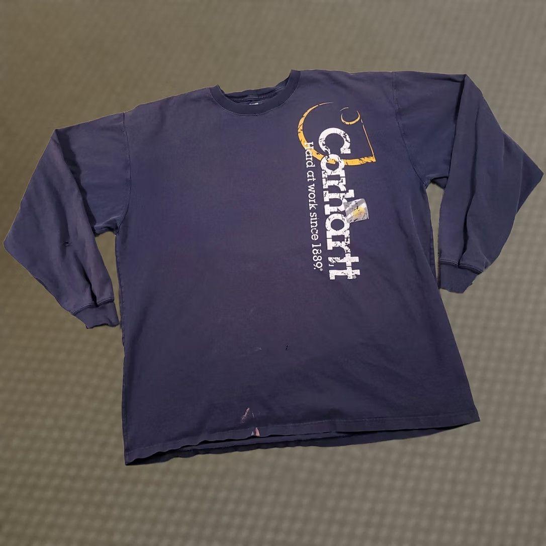 Carhartt VINTAGE Carhartt Long Sleeve Workwear T Shirt Mens XL Blue Graphic Grunge Size US XL / EU 56 / 4 - 1 Thumbnail