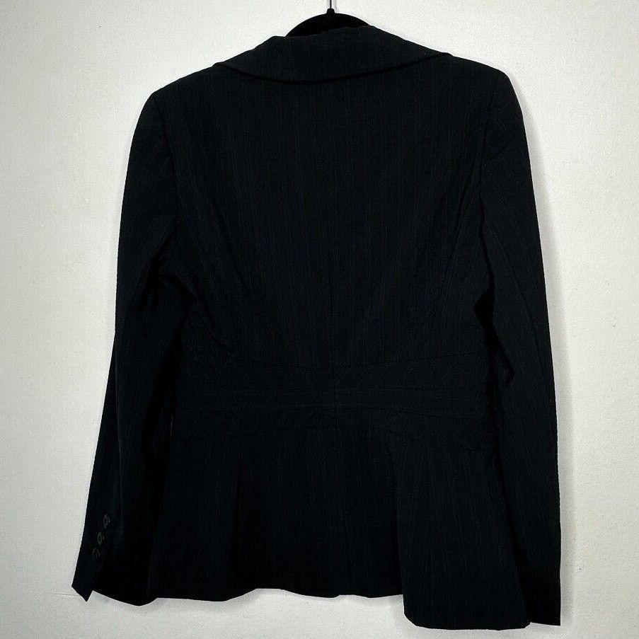 Other Classiques Navy Blue Pinstripe Peplum Waist Wool Blazer 10 Size L / US 10 / IT 46 - 10 Thumbnail