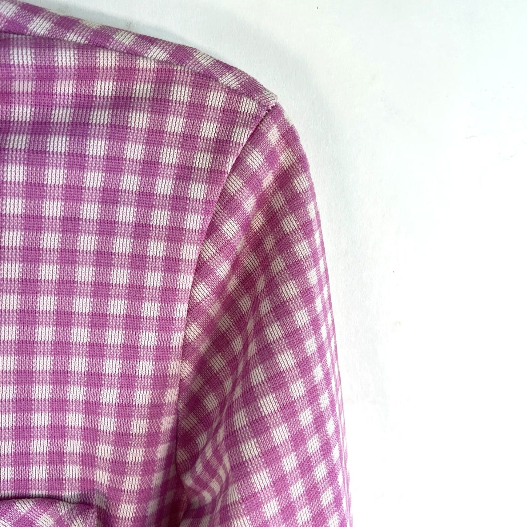 Vintage VINTAGE Country Lane Shirt Womens S/M Pink 1970s Gingham Collared Button-Up Polyester Mod/GoGo USA Seller Size S / US 4 / IT 40 - 2 Thumbnail