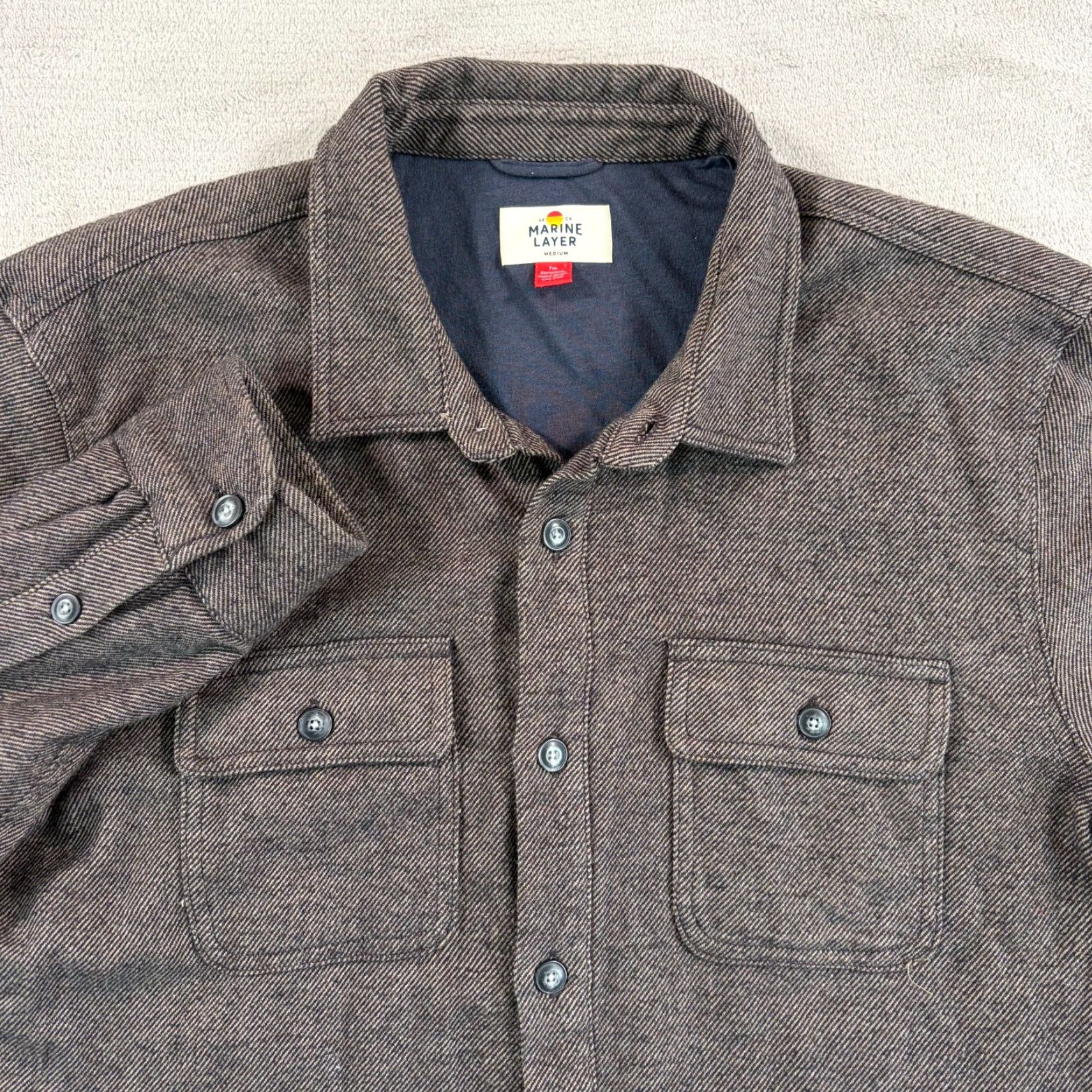Marine Layer Marine Layer Signature Lined Camping Shirt Medium Brown Mens Long Sleeve Button-Up Collared Flannel Size US M / EU 48-50 / 2 - 3 Thumbnail