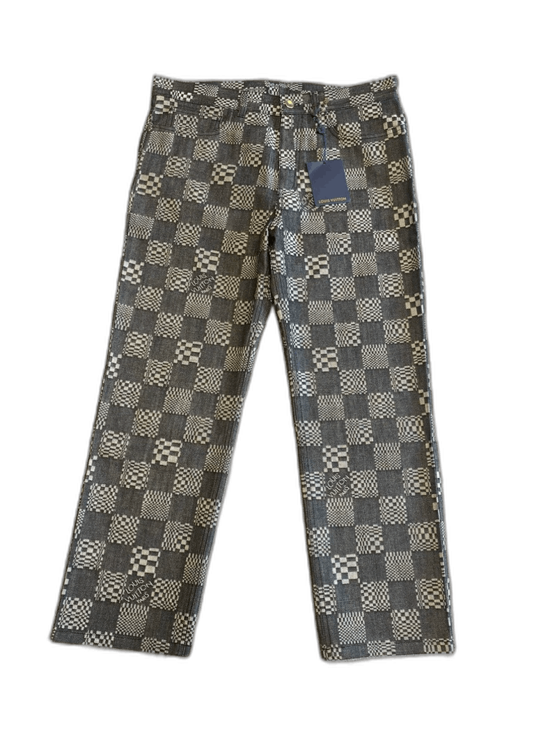 Louis Vuitton Louis Vuitton Gray Checkerboard Denim Pants-yf Size US 33 - 1 Thumbnail