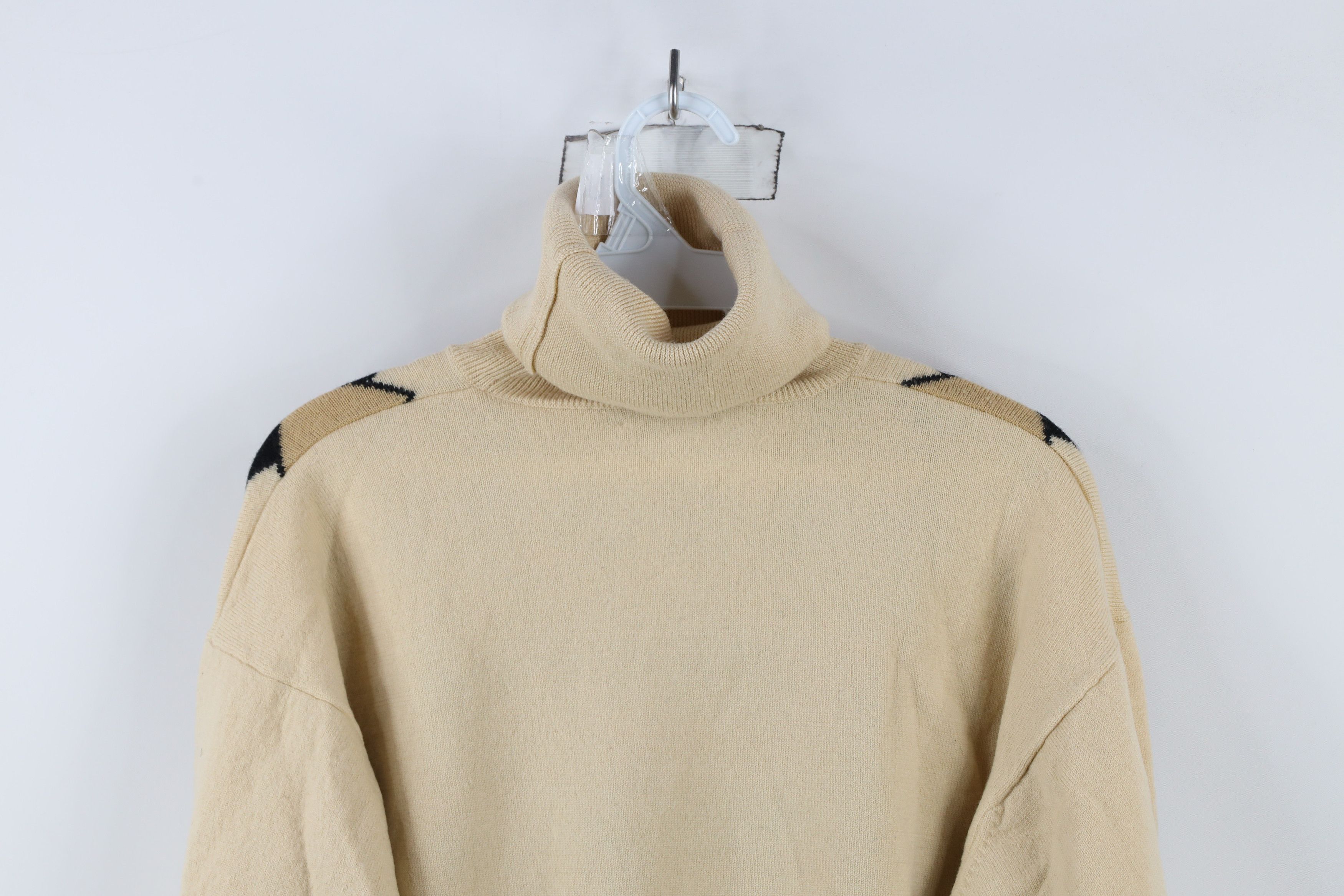 DKNY × Vintage Vintage 90s DKNY Wool Knit Diamond Turtleneck Sweater Size L / US 10 / IT 46 - 9 Thumbnail