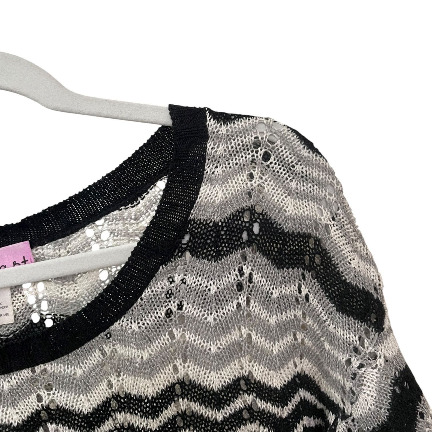 Vintage Vtg ...At Last Black & Grey Zig-Zag Striped Knit Blouse Size M / US 6-8 / IT 42-44 - 6 Thumbnail