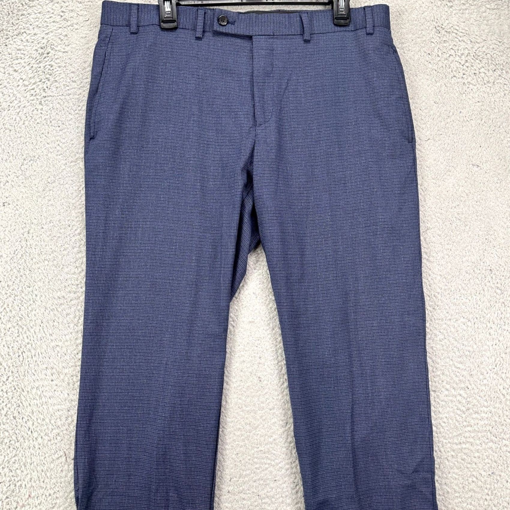 Ralph Lauren Lauren Ralph Lauren Dress Pants Mens 36X29 Blue Flat Front Houndstooth Stretch Pants Flat Front Classic Dress Pants Men Blues Size US 36 / EU 52 - 3 Thumbnail